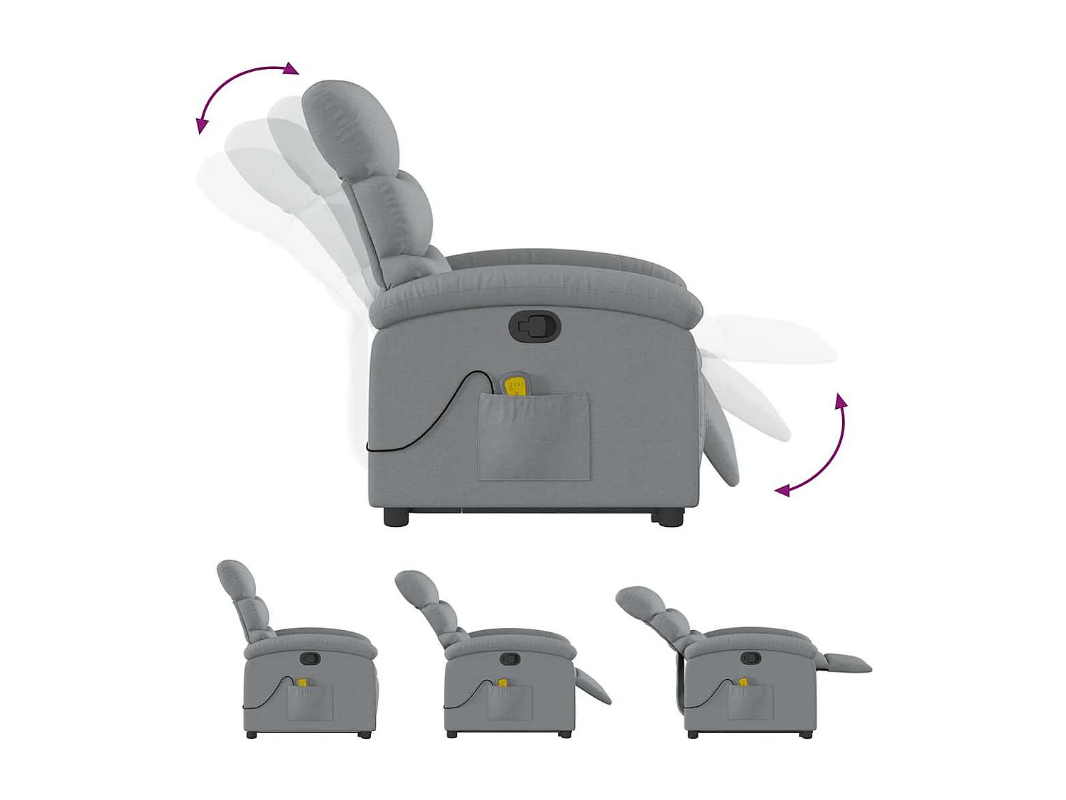 Fauteuil inclinable-Chaise de relax-Fauteuil de Massage Gris clair Tissu SHL1313