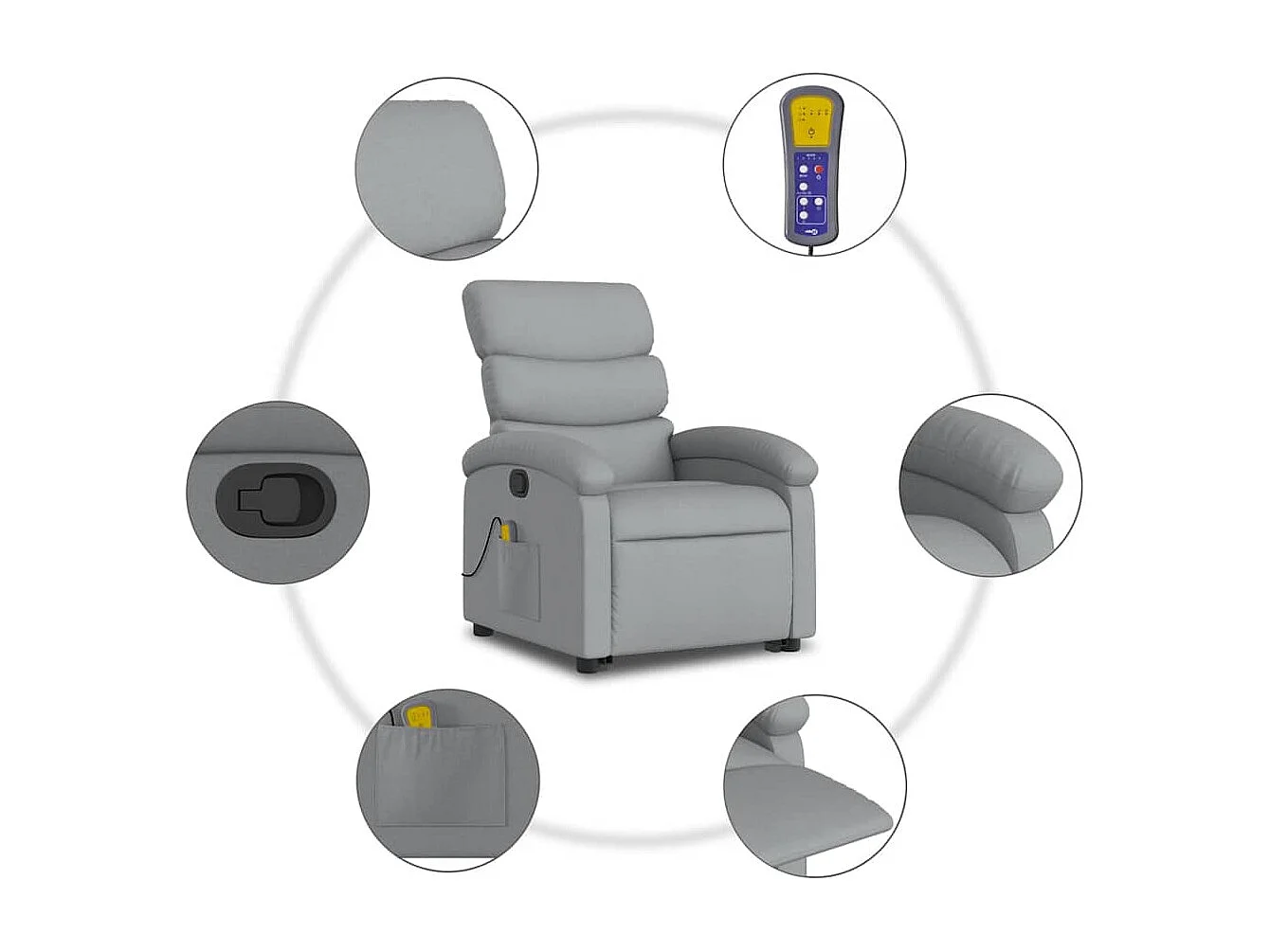 Fauteuil inclinable-Chaise de relax-Fauteuil de Massage Gris clair Tissu SHL1313