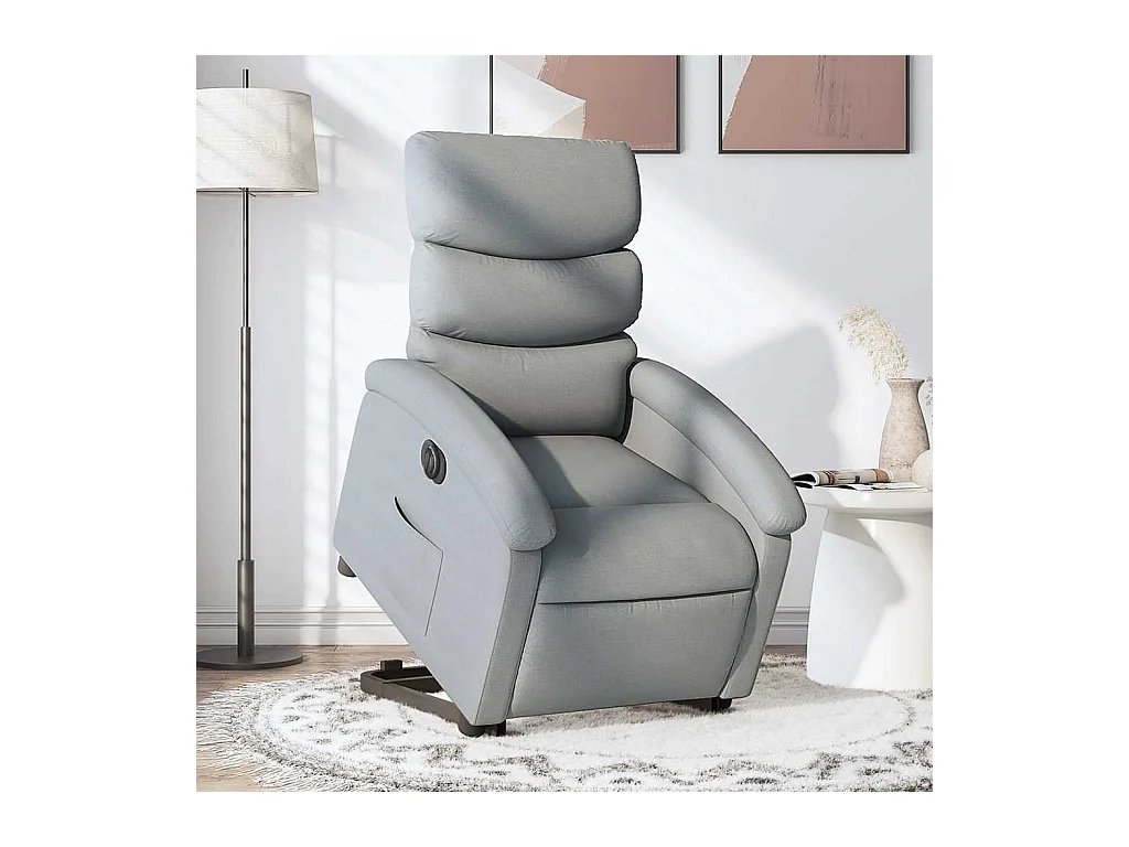 Silla de relax | Sillón eléctrico reclinable elevable de tela gris claro SHL6520