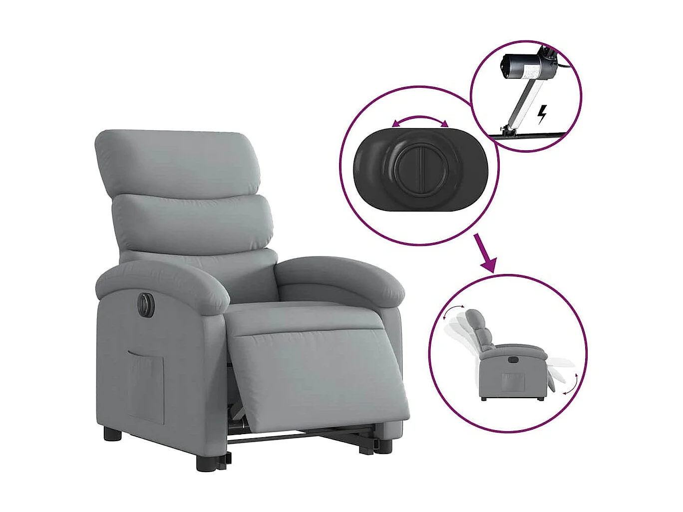 Fauteuil inclinable électrique-Chaise de relax-Fauteuil TV gris clair tissu SHL3572