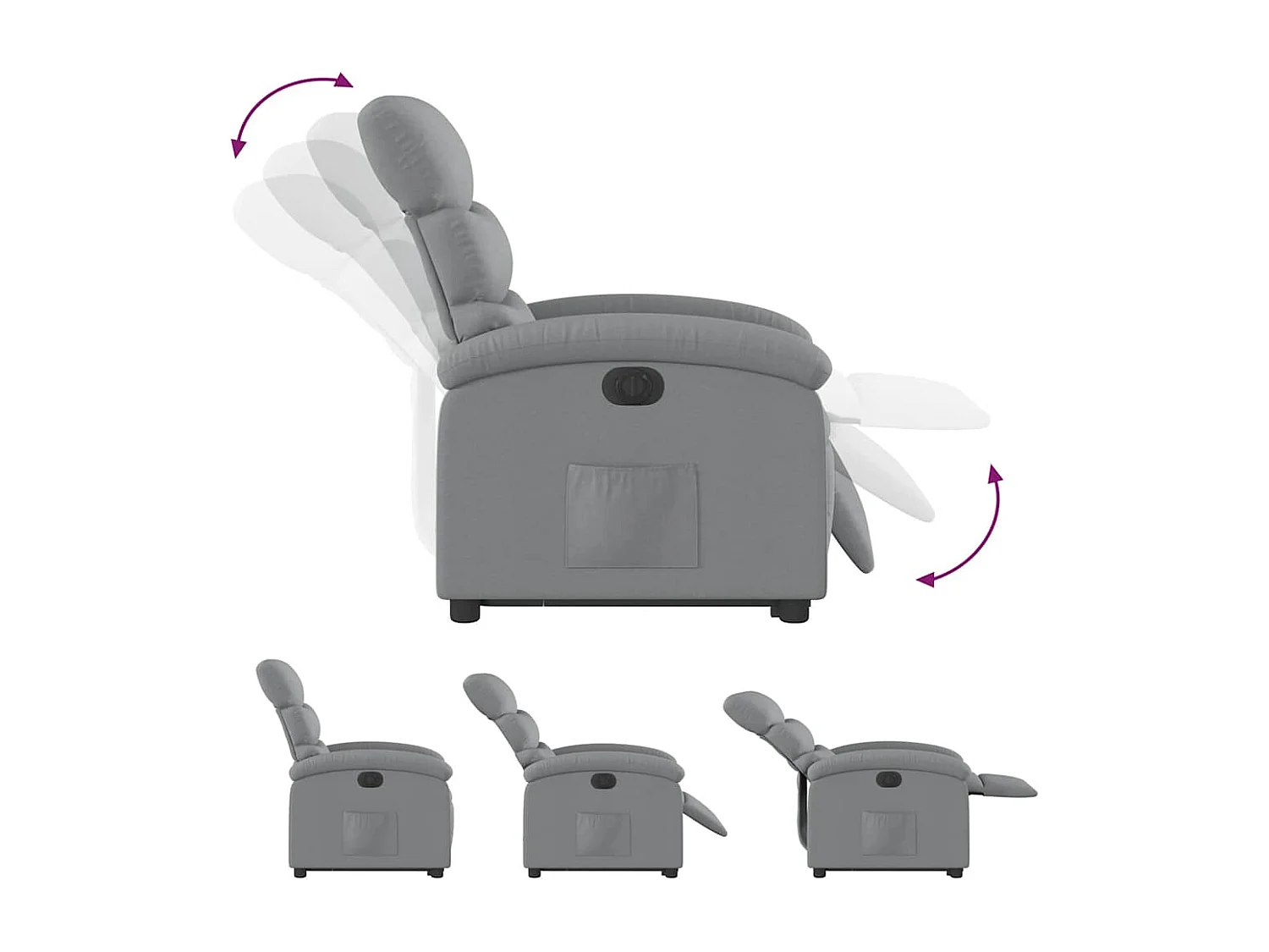 Fauteuil inclinable électrique-Chaise de relax-Fauteuil TV gris clair tissu SHL3572