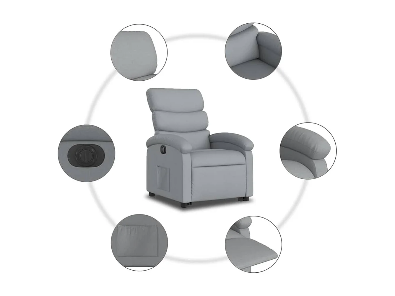 Fauteuil inclinable électrique-Chaise de relax-Fauteuil TV gris clair tissu SHL3572