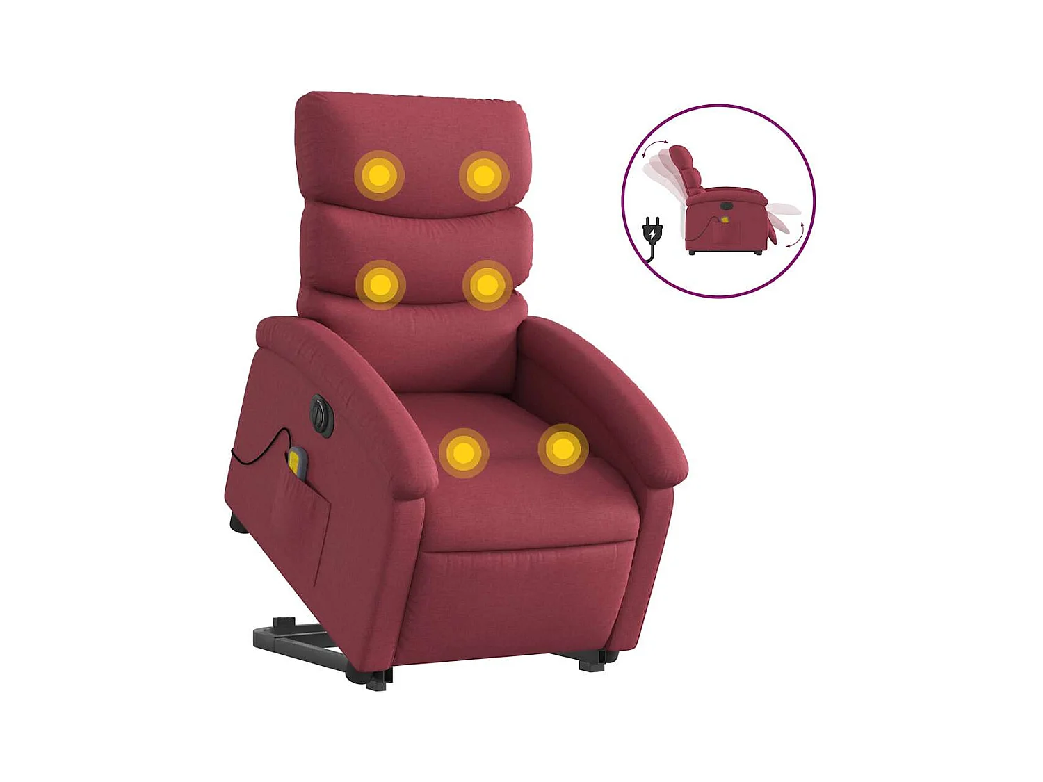 Fauteuil inclinable électrique-Chaise-Fauteuil de Massage Rouge bordeaux Tissu SHL1843