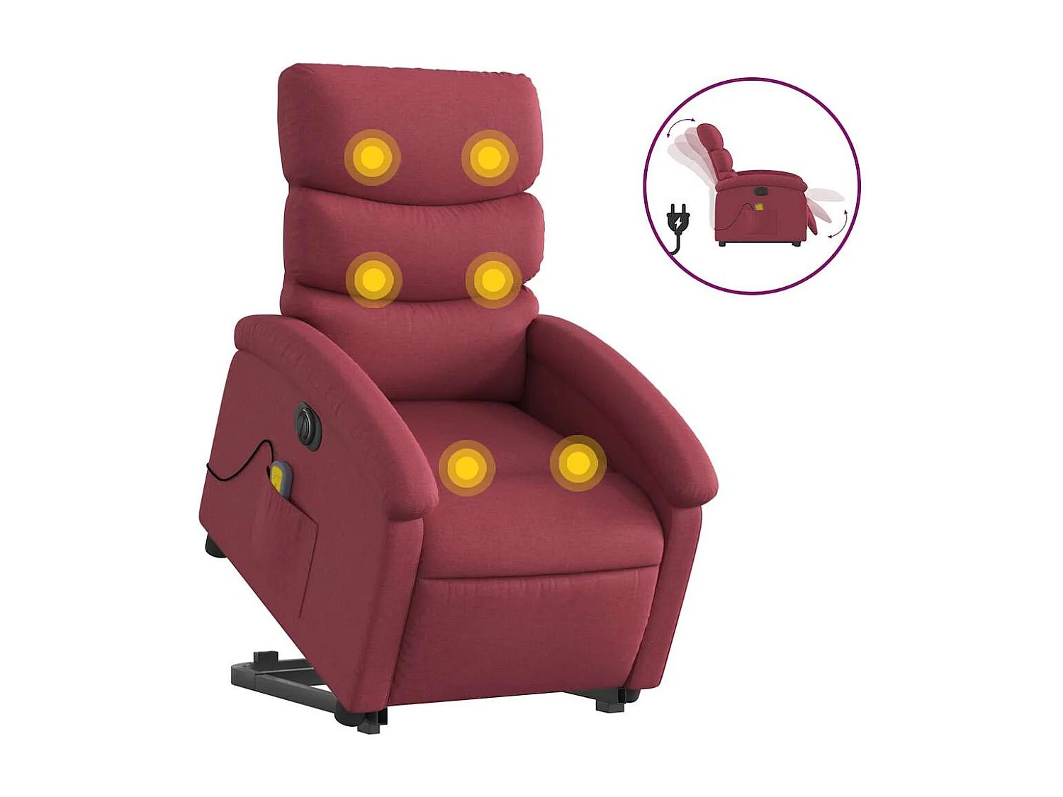 Fauteuil inclinable électrique-Chaise-Fauteuil de Massage Rouge bordeaux Tissu SHL1843