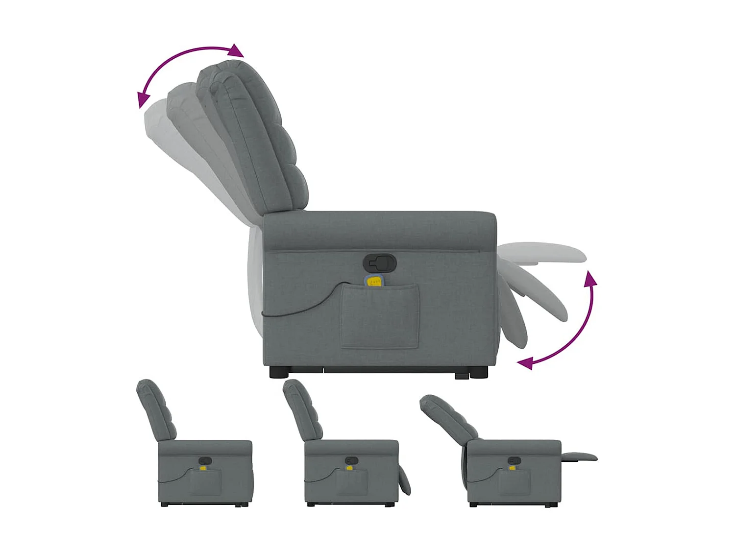 Silla de masaje reclinable de pie de tela gris oscuro SHL6819