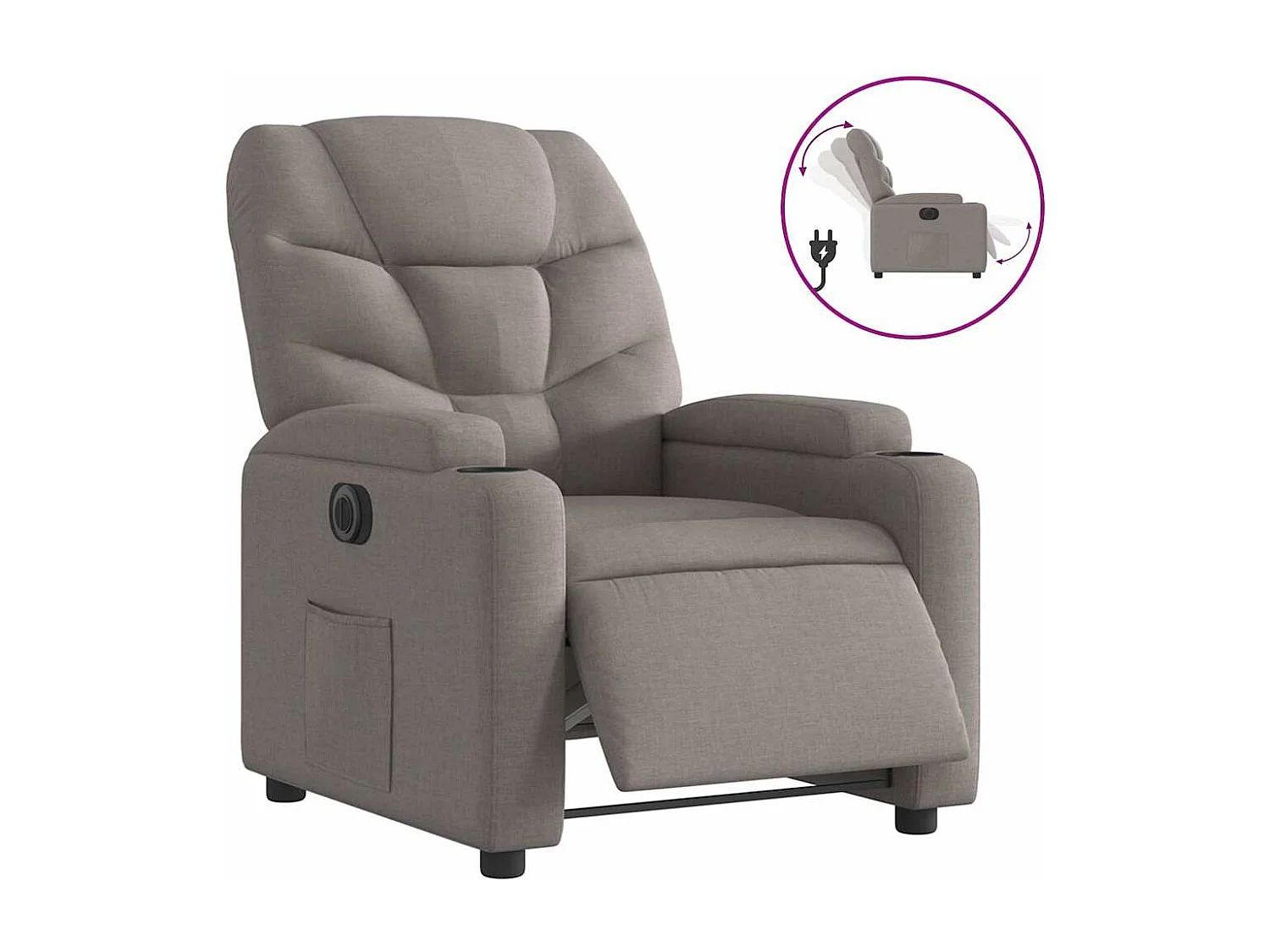 Sillón de relax | Silla | Sillón reclinable eléctrico tela gris taupé SHL6399