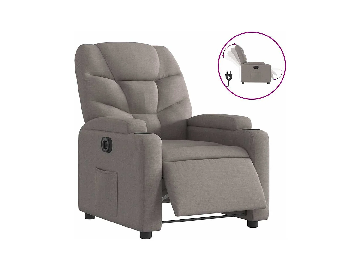 Fauteuil inclinable électrique-Chaise de relax-Fauteuil salon Taupe Tissu SHL3772