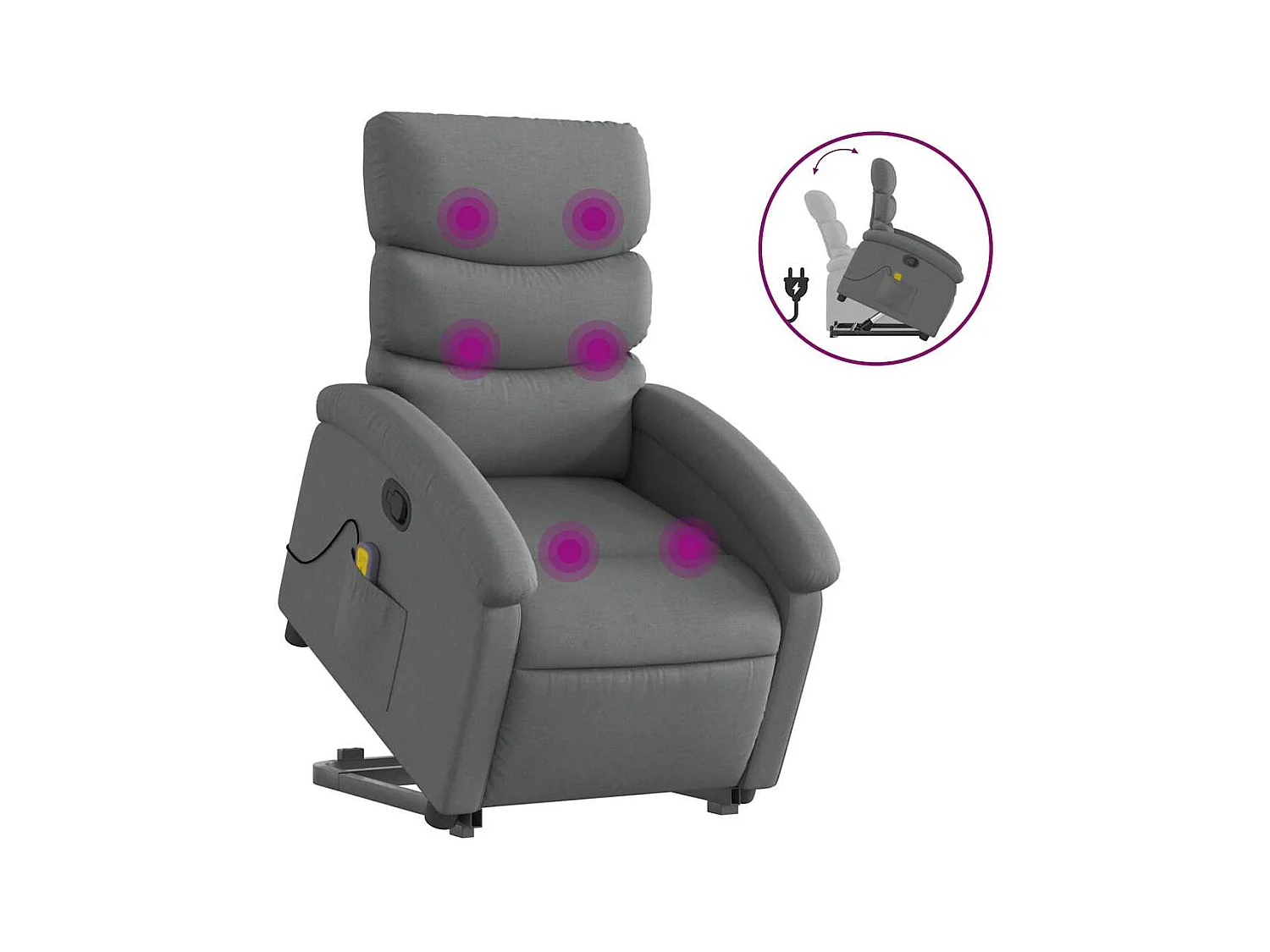 Fauteuil inclinable-Chaise de relax-Fauteuil de Massage Gris foncé Tissu SHL1481