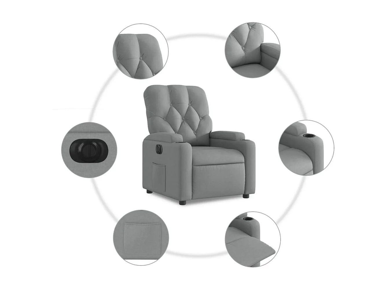 Sillón de relax | Silla | Sillón reclinable eléctrico tela gris claro SHL7784