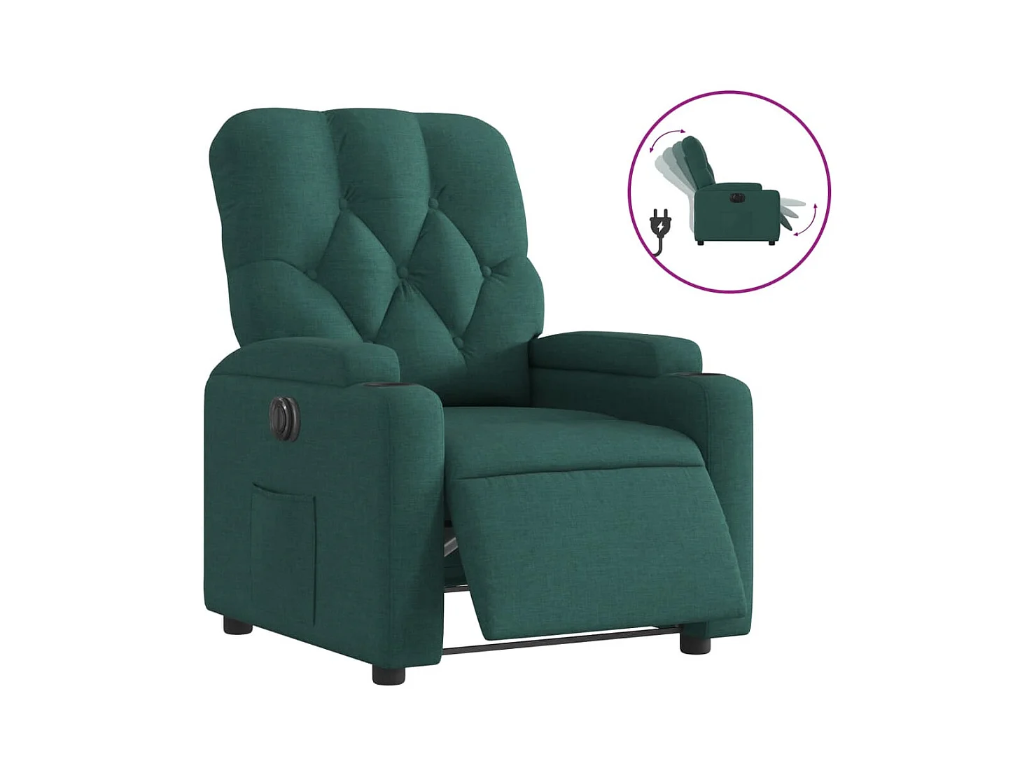 Fauteuil inclinable électrique-Chaise de relax-Fauteuil salon Vert foncé Tissu SHL2807