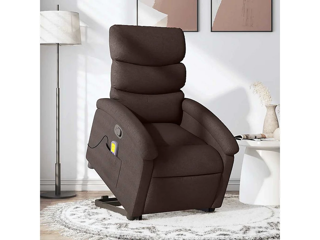 Massagesessel mit Aufstehhilfe | Relaxsessel Dunkelbraun Stoff SHL94193
