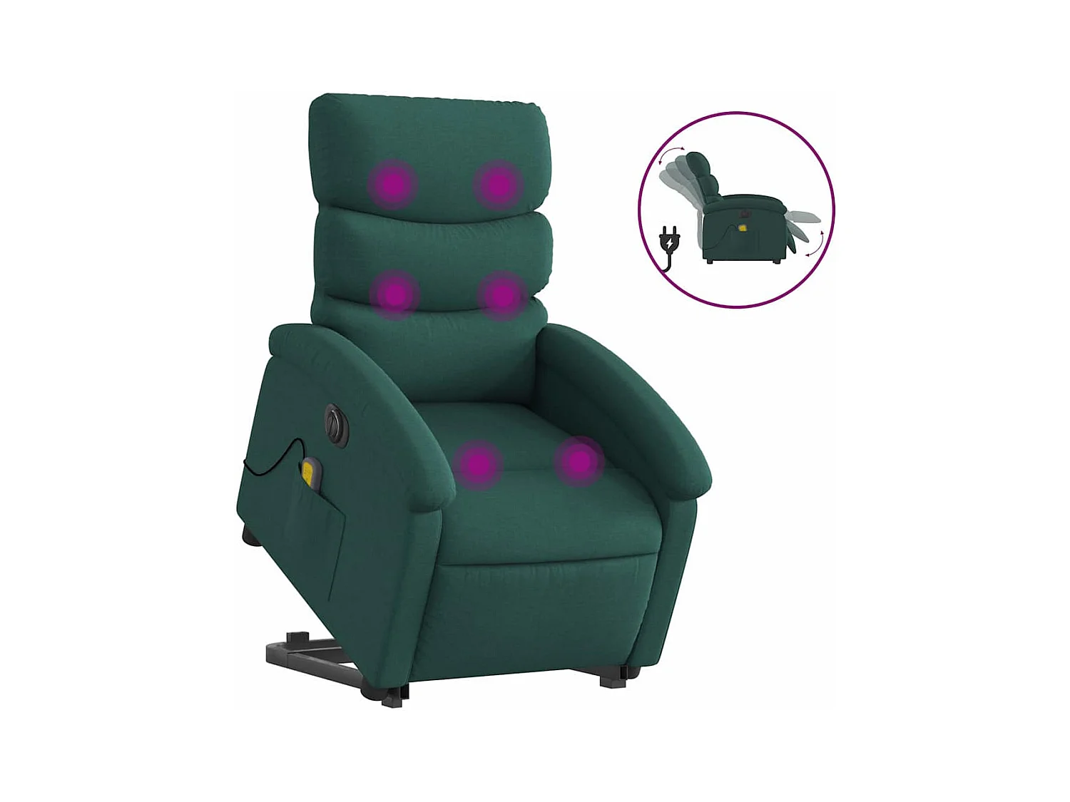 Fauteuil inclinable électrique-Chaise-Fauteuil de Massage Vert foncé Tissu SHL1658