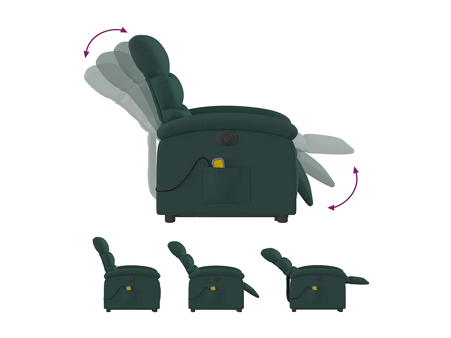 Sillón de salón | Silla | Sillón masaje eléctrico reclinable elevable tela verde oscuro SHL2631