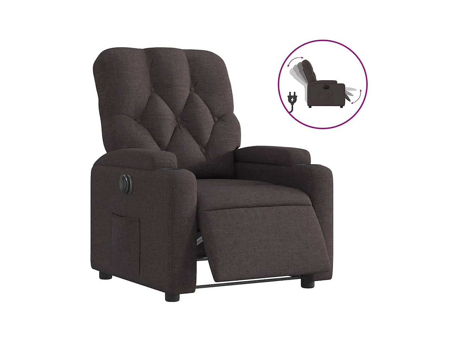 Fauteuil inclinable électrique-Chaise de relax-Fauteuil salon Marron foncé Tissu SHL3924