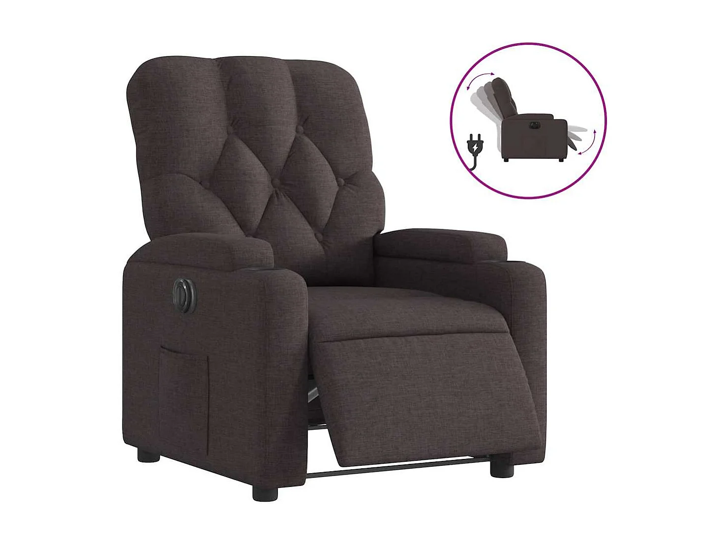 Fauteuil inclinable électrique-Chaise de relax-Fauteuil salon Marron foncé Tissu SHL3924