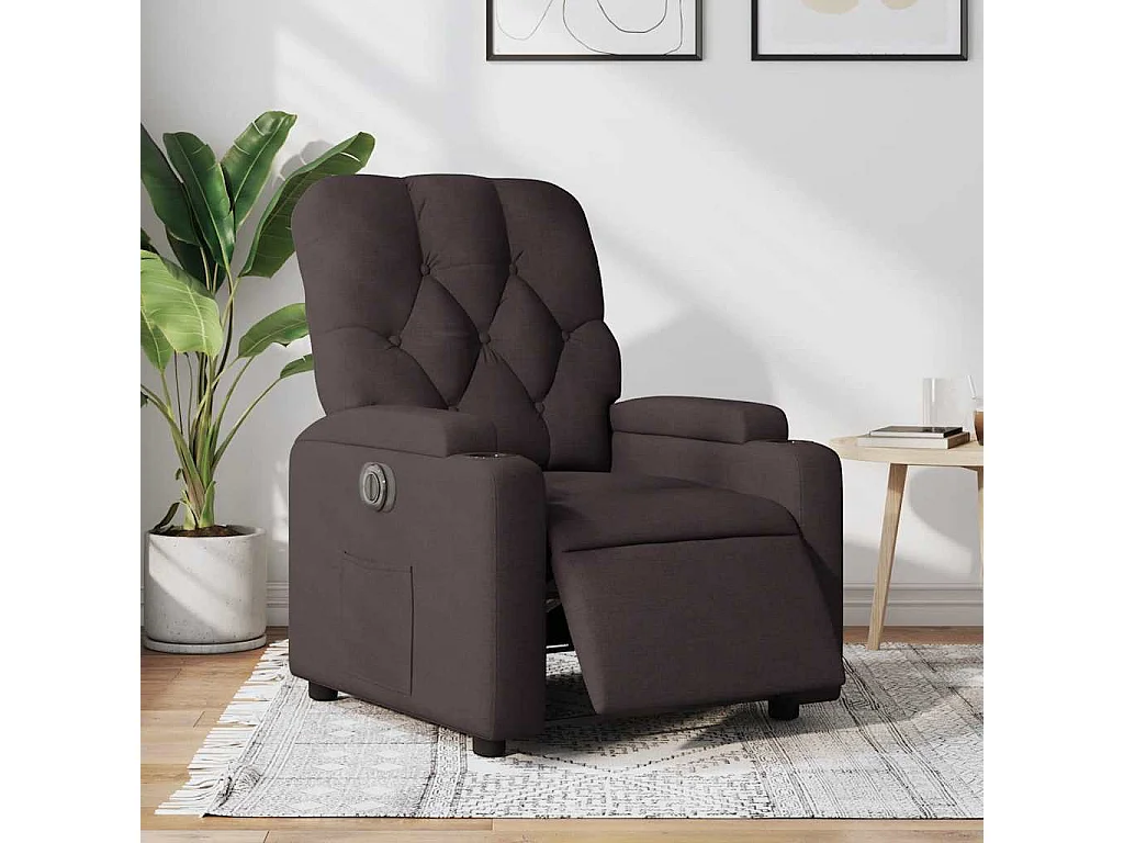 Fauteuil inclinable électrique-Chaise de relax-Fauteuil salon Marron foncé Tissu SHL3924