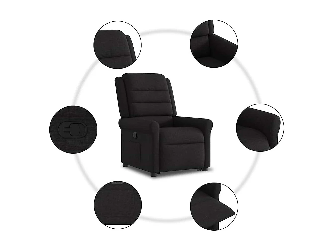Sillón de relax | Silla | Sillón reclinable elevable tela negro SHL5989