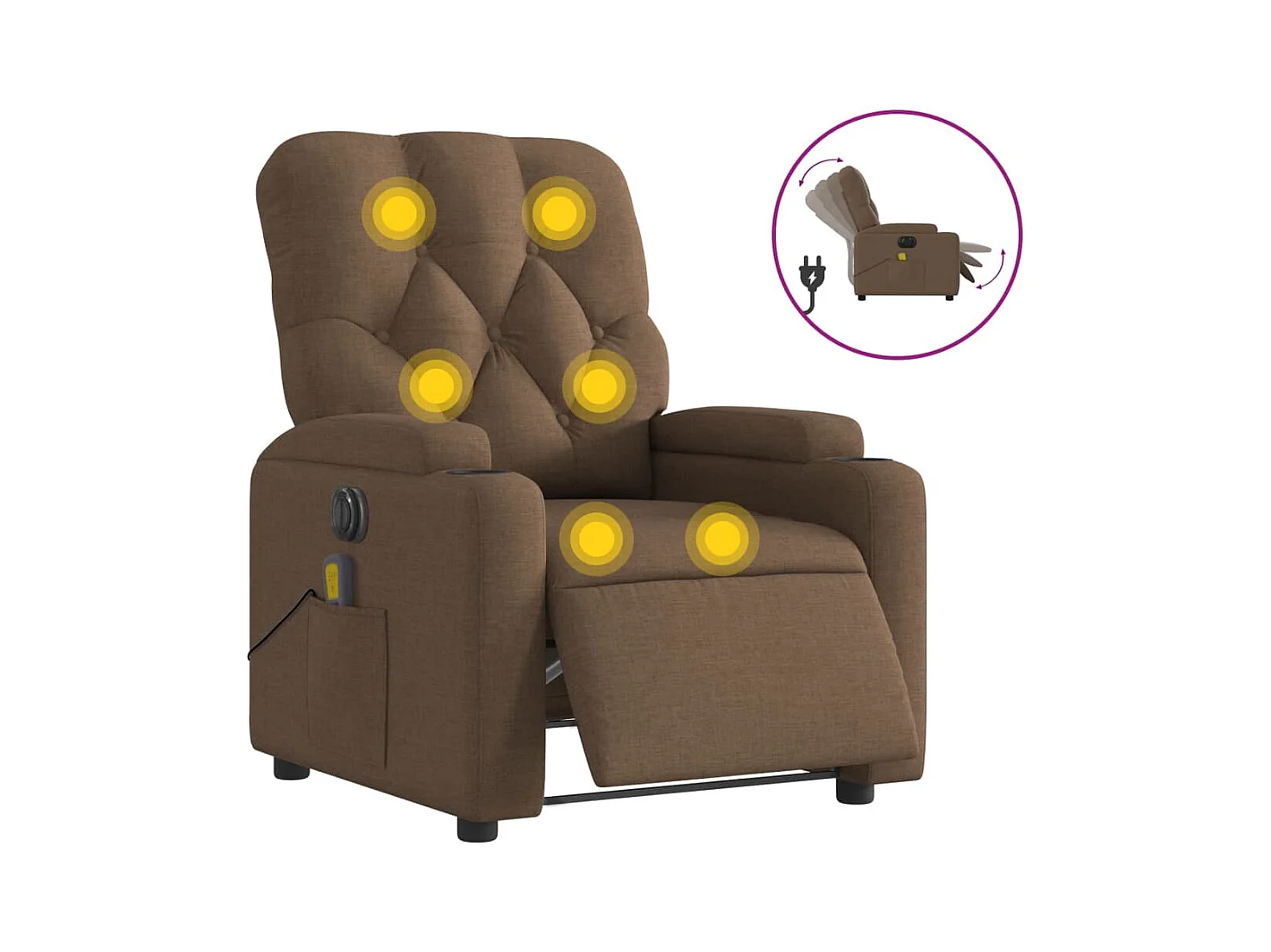 Sillón de relax | Sillón reclinable de masaje eléctrico tela marrón SHL4895