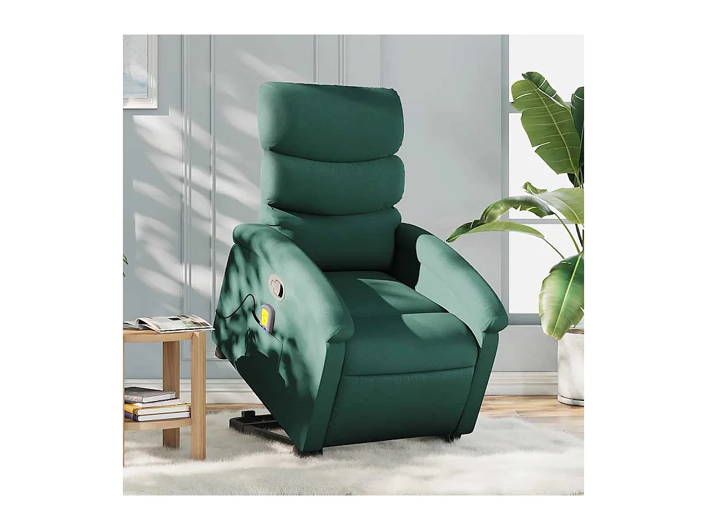 Fauteuil inclinable-Chaise-Fauteuil de Massage Vert foncé Tissu SHL1997