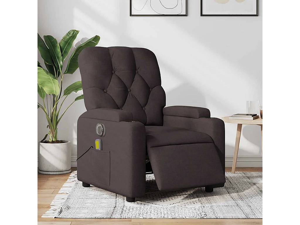 Fauteuil inclinable électrique-Fauteuil de massage pour Salon Marron foncé Tissu SHL4336