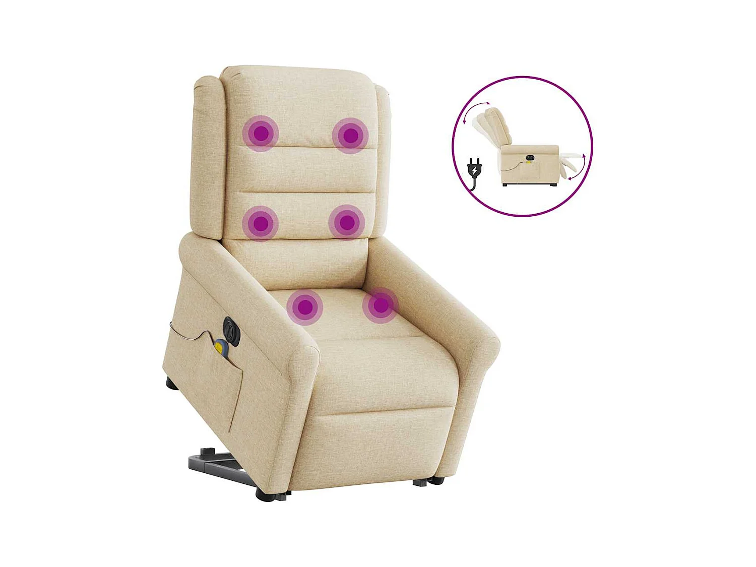 Sillón de salón | Silla | Sillón de masaje eléctrico reclinable elevable tela crema SHL5886