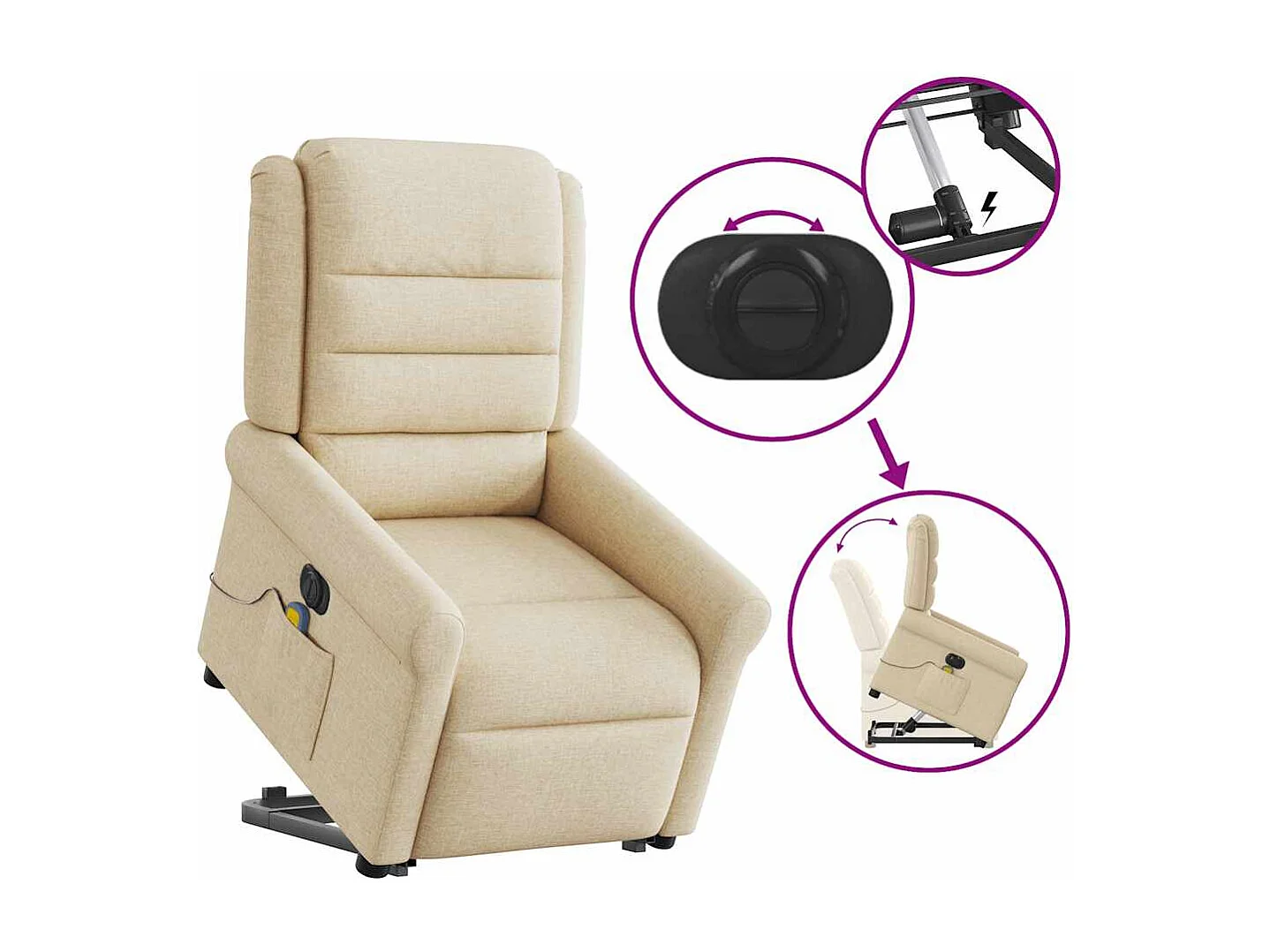 Sillón de salón | Silla | Sillón de masaje eléctrico reclinable elevable tela crema SHL5886
