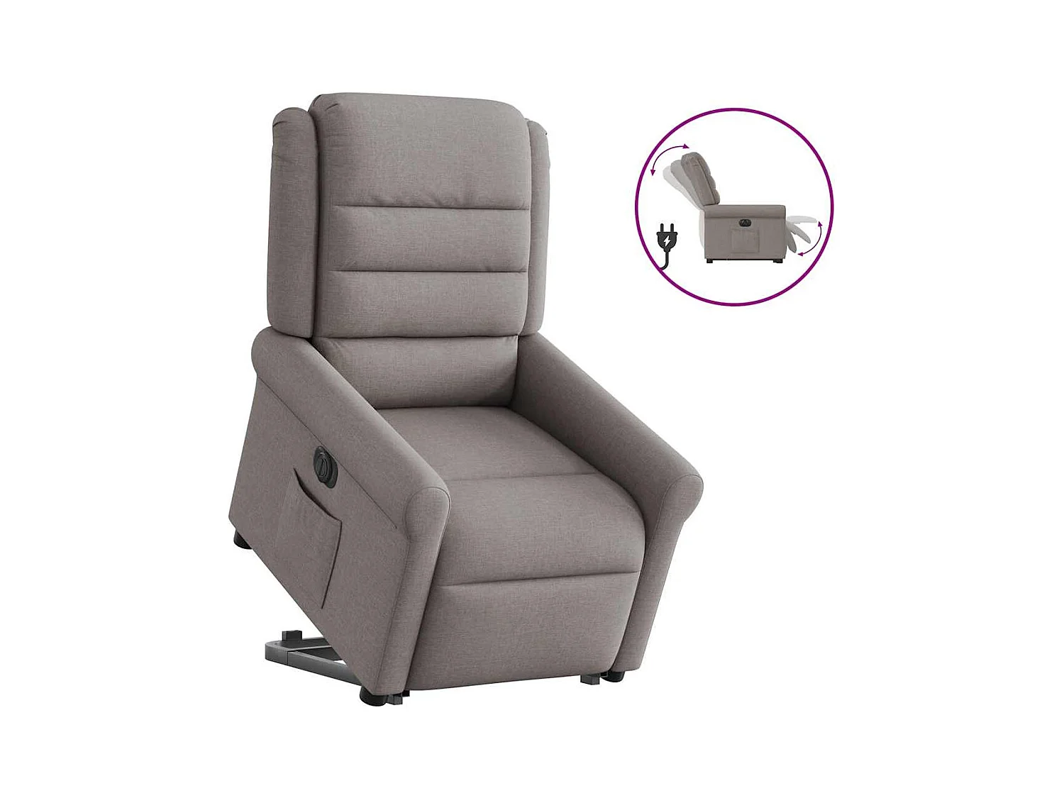 Silla de relax | Sillón eléctrico reclinable elevable de tela gris taupe SHL6402