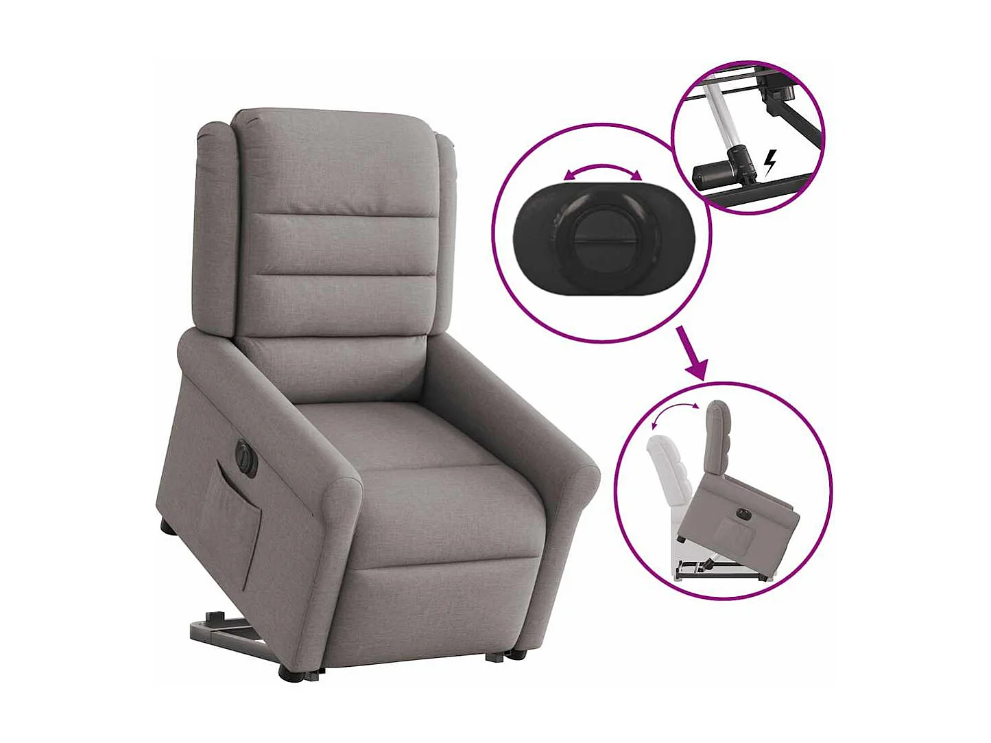Fauteuil inclinable électrique-Chaise de relax-Fauteuil TV taupe tissu SHL3411