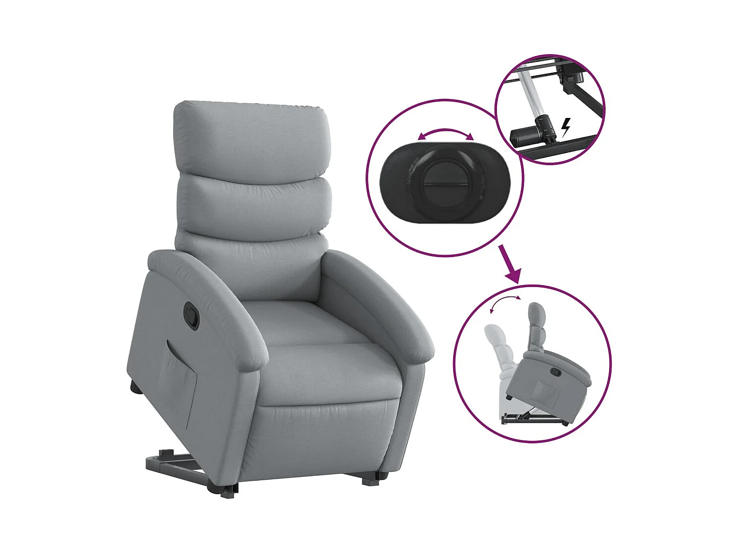 Fauteuil inclinable-Chaise de relax-Fauteuil TV Gris clair Tissu SHL4282