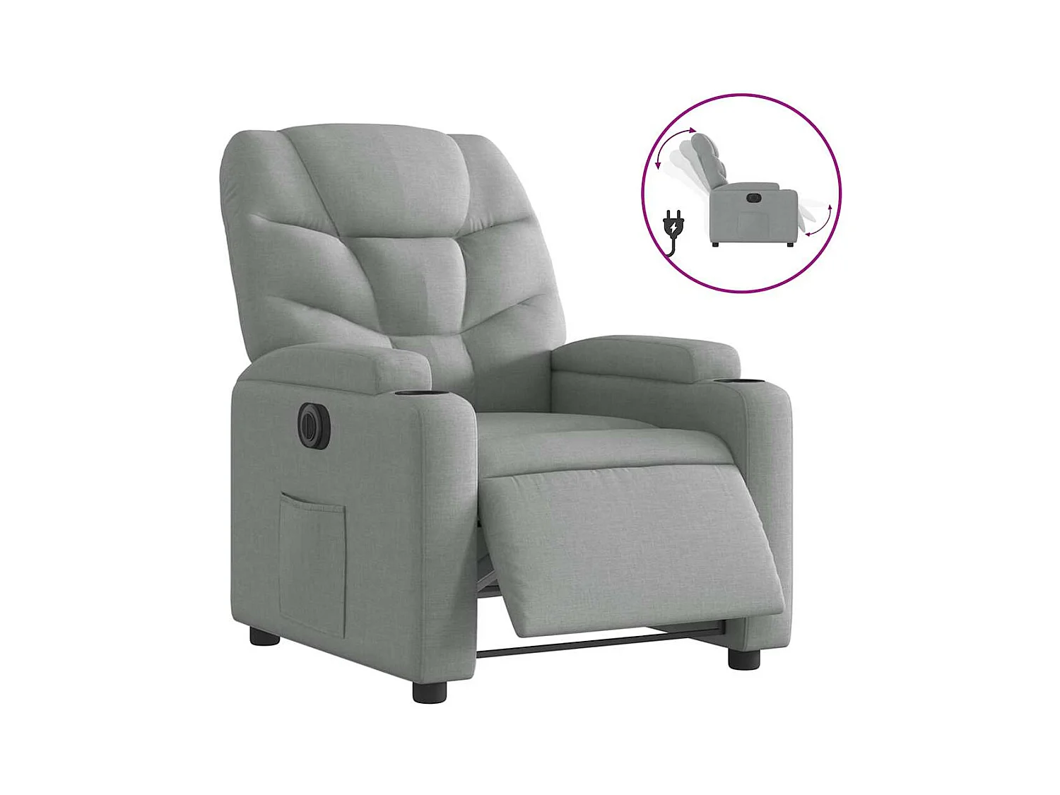 Fauteuil inclinable électrique-Chaise de relax-Fauteuil salon Gris clair Tissu SHL4485