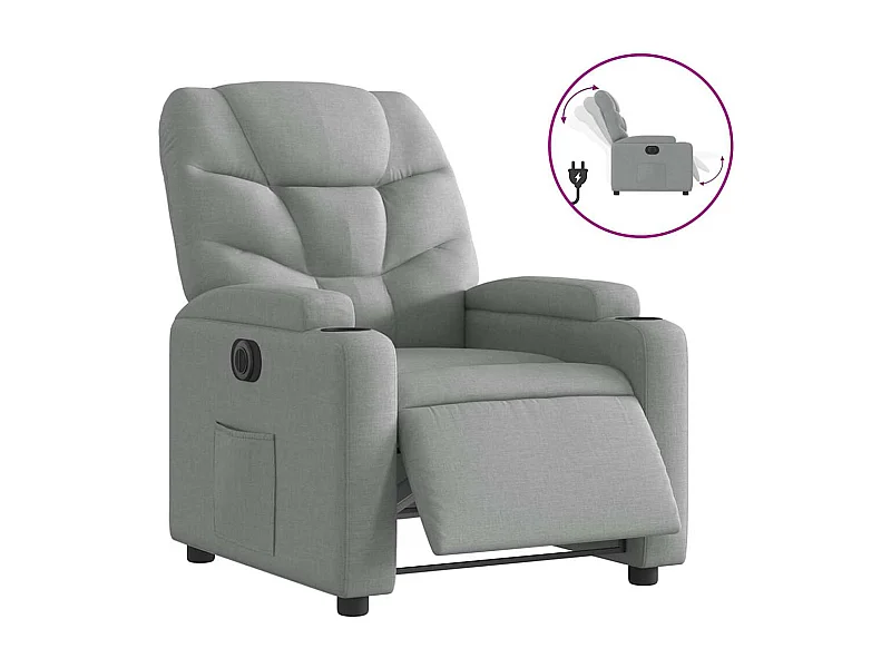 Relaxsessel Elektrisch | Lounge Sessel indoor Hellgrau Stoff SHL4144