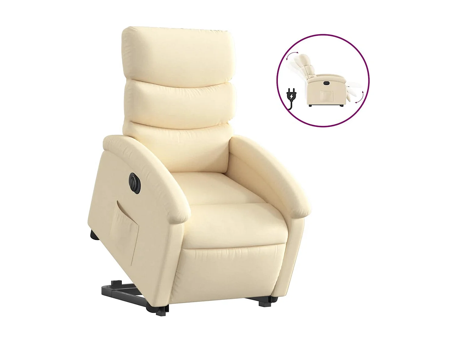 Silla de relax | Sillón eléctrico reclinable elevable de tela color crema SHL6379