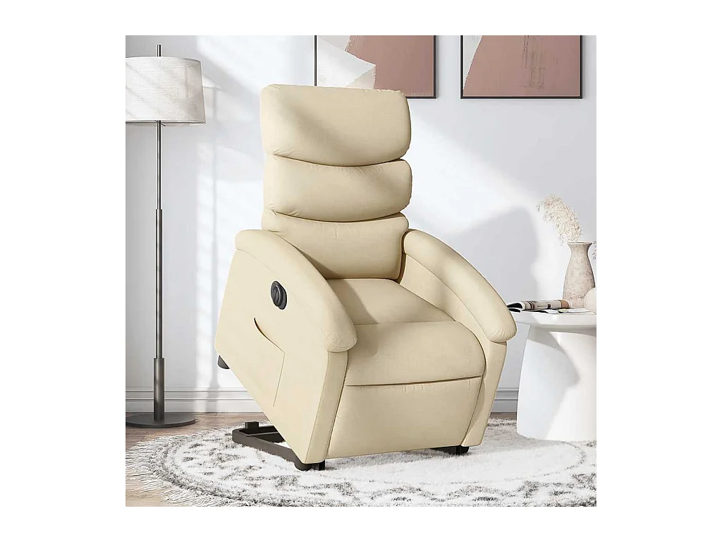 Silla de relax | Sillón eléctrico reclinable elevable de tela color crema SHL6379