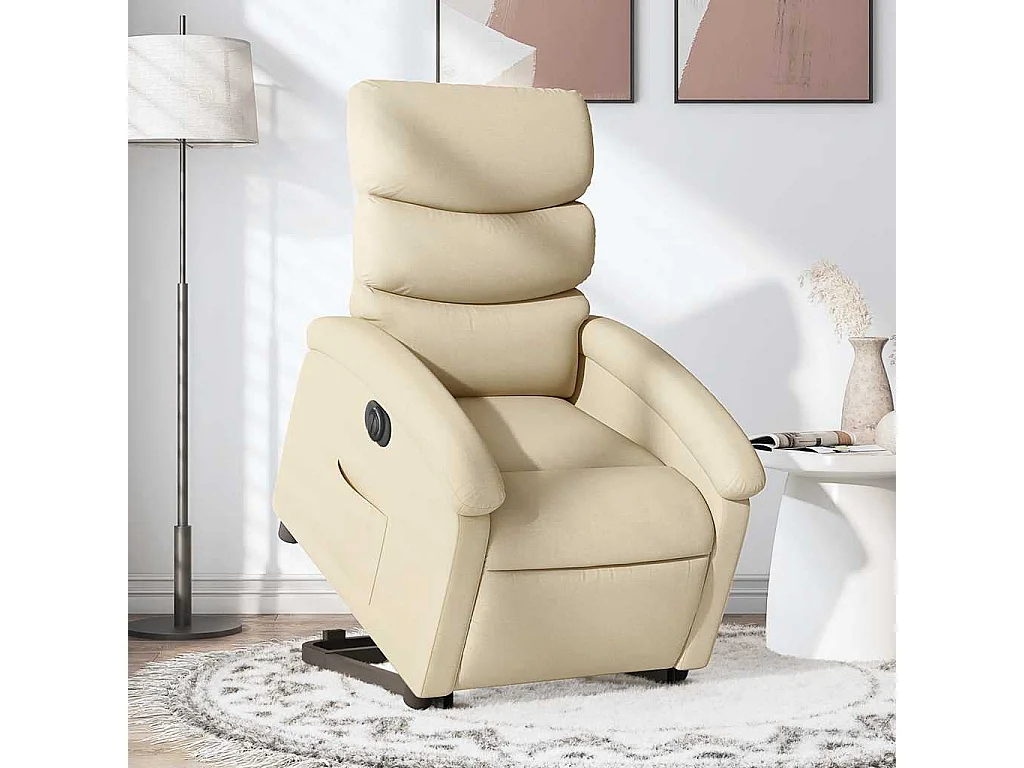 Fauteuil inclinable électrique-Chaise de relax-Fauteuil TV crème tissu SHL5161