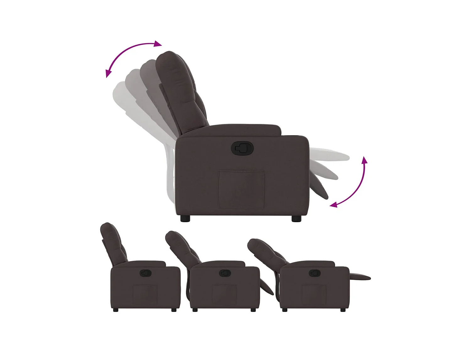 Sillón de relax | Silla | Sillón reclinable de tela marrón oscuro SHL4703