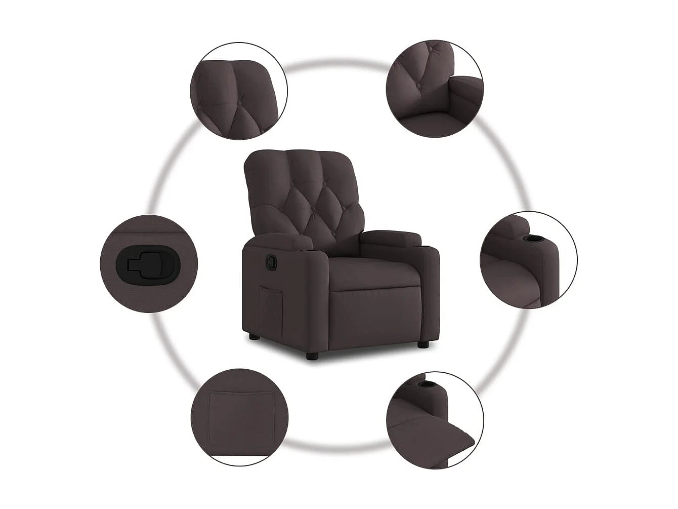 Relaxsessel | Lounge Sessel für Wohnzimmer Dunkelbraun Stoff SHL14023