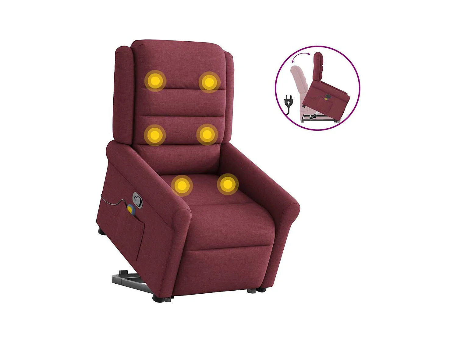 Sillón de relax | Sillón reclinable de masaje elevable tela rojo tinto SHL5735