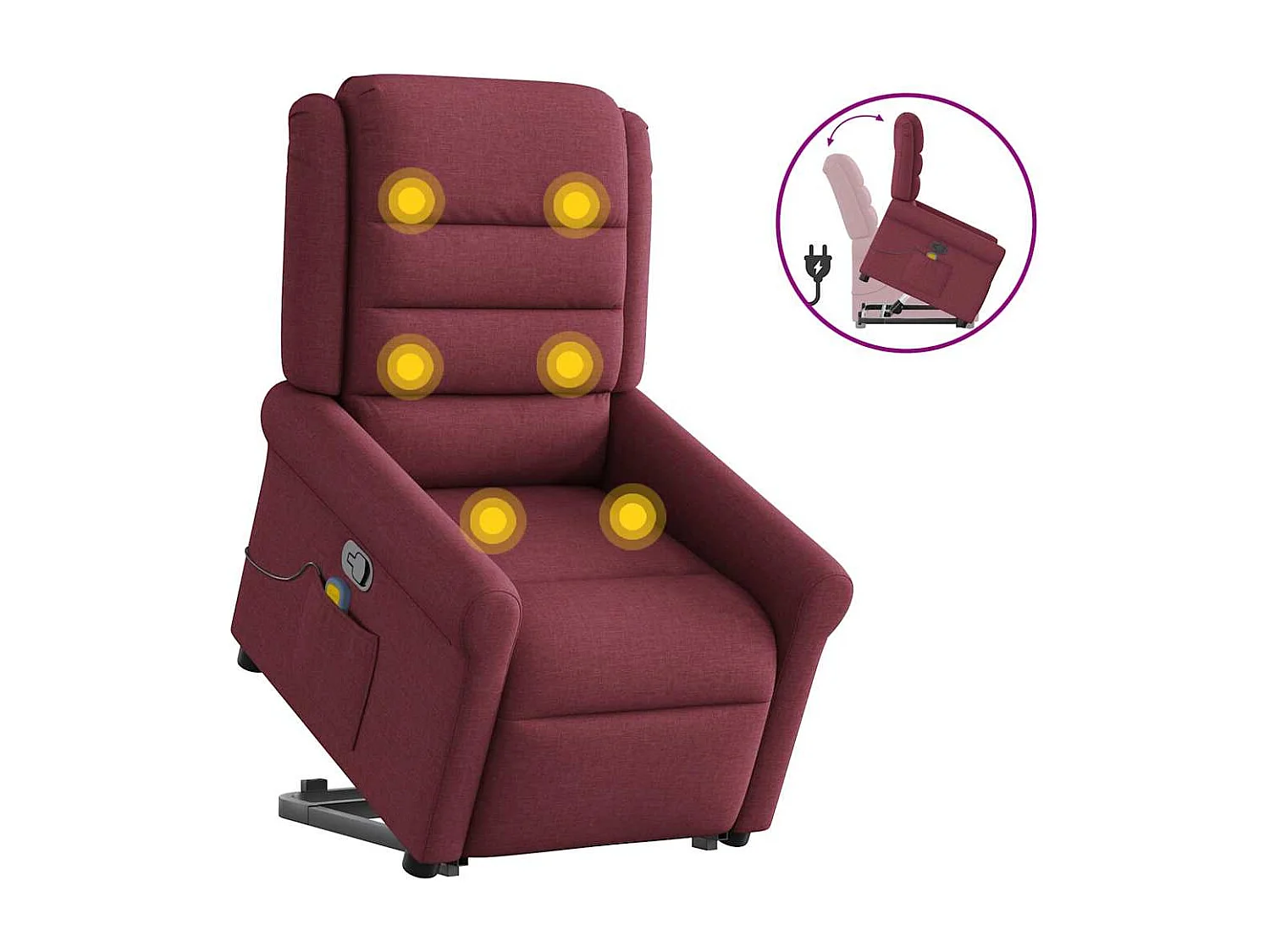 Fauteuil inclinable-Chaise de relax-Fauteuil de Massage Rouge bordeaux Tissu SHL2640