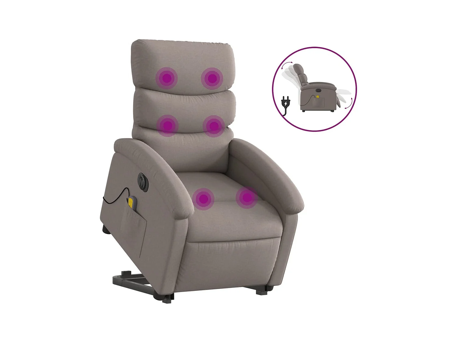 Fauteuil inclinable électrique-Chaise-Fauteuil de Massage Taupe Tissu SHL1259