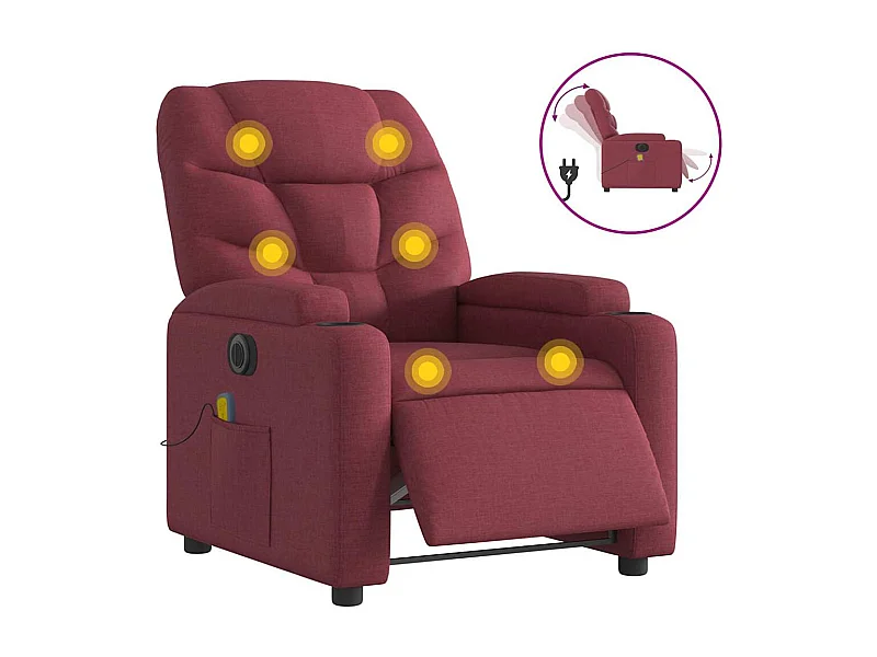 Fauteuil inclinable électrique-Fauteuil de massage pour Salon Rouge bordeaux Tissu SHL4376