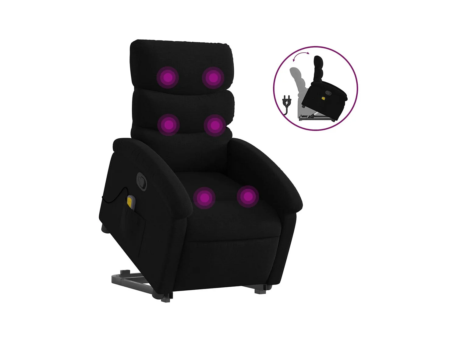 Fauteuil inclinable-Chaise de relax-Fauteuil de Massage Noir Tissu SHL2219