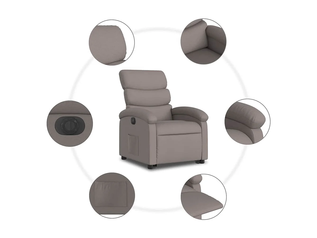Silla de relax | Sillón eléctrico reclinable elevable de tela gris taupe SHL4598