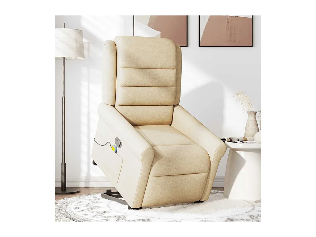Silla de masaje reclinable de pie de tela color crema SHL7228