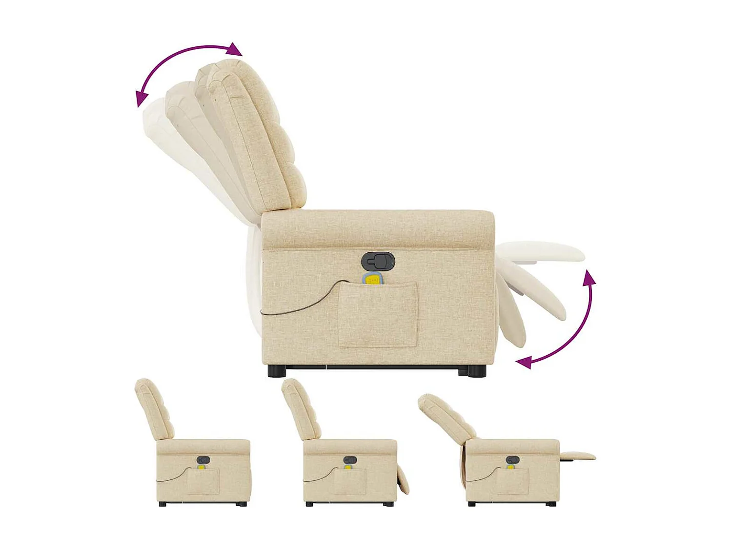 Silla de masaje reclinable de pie de tela color crema SHL7228
