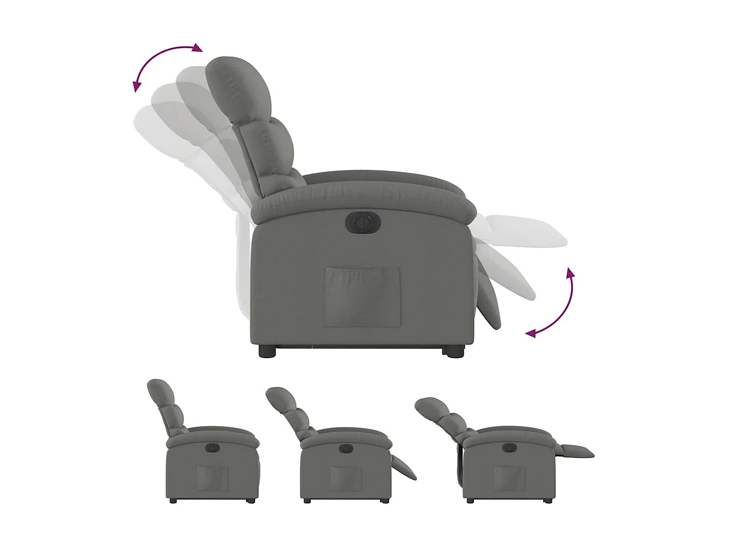 Silla de relax | Sillón eléctrico reclinable elevable de tela gris oscuro SHL9959