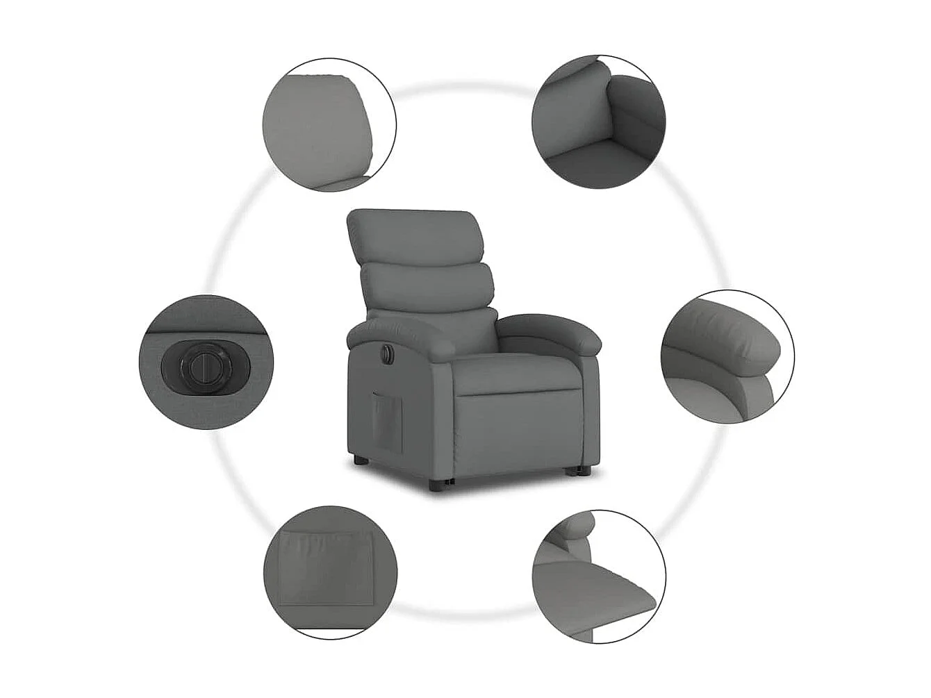 Fauteuil inclinable électrique-Chaise de relax-Fauteuil TV gris foncé tissu SHL2471
