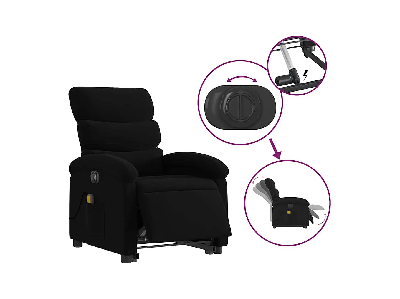 Sillón de salón | Silla | Sillón de masaje eléctrico reclinable elevable tela negro SHL7099