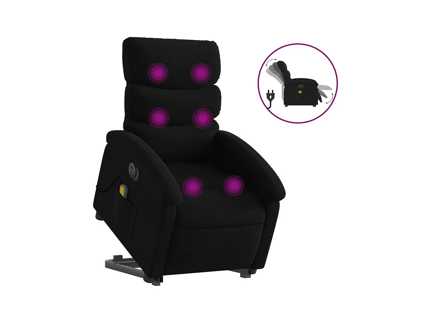 Fauteuil inclinable électrique-Chaise-Fauteuil de Massage Noir Tissu SHL1337