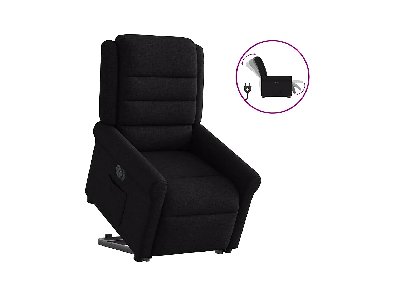 Silla de relax | Sillón eléctrico reclinable elevable de tela negro SHL7213