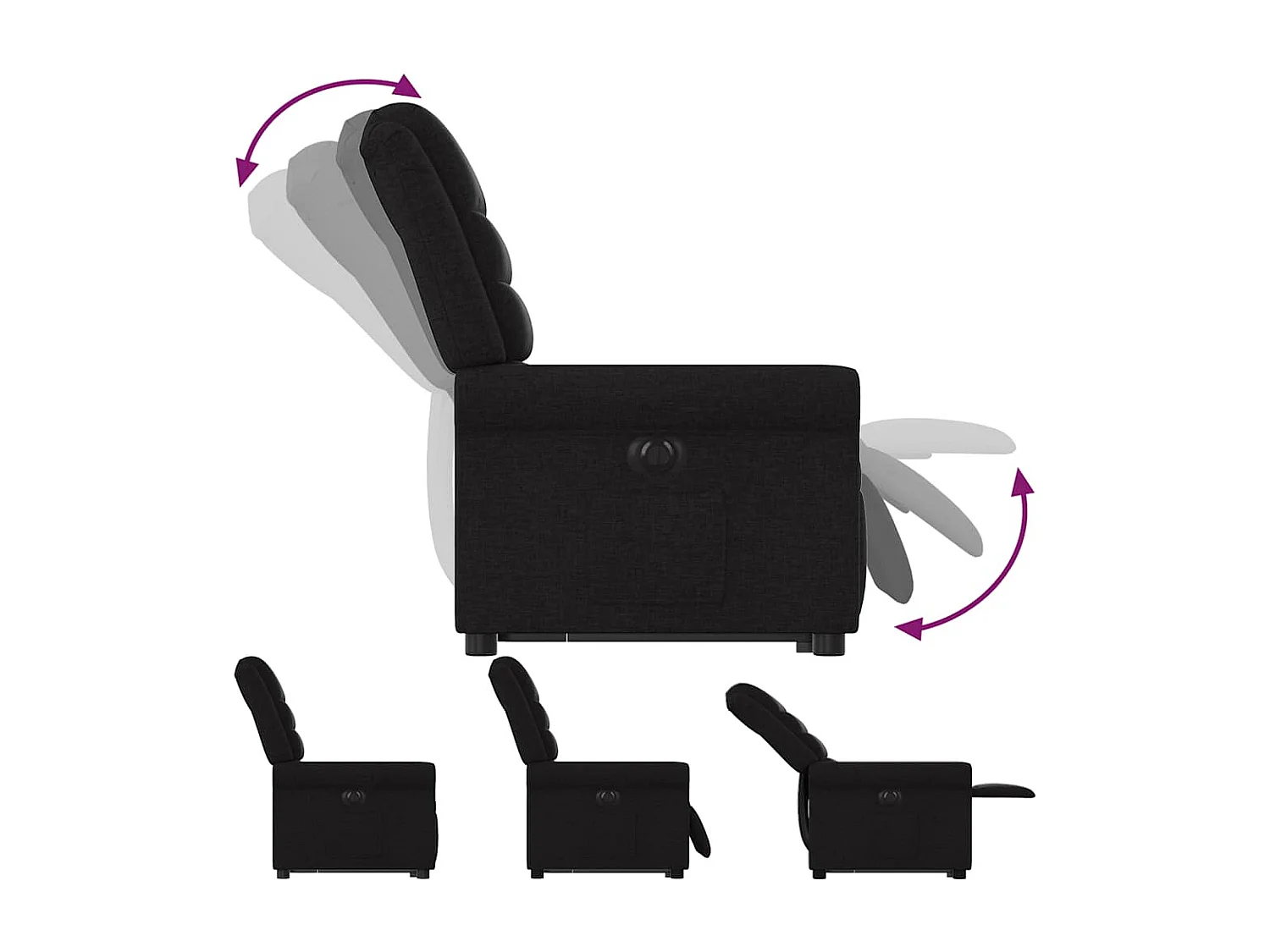 Silla de relax | Sillón eléctrico reclinable elevable de tela negro SHL7213